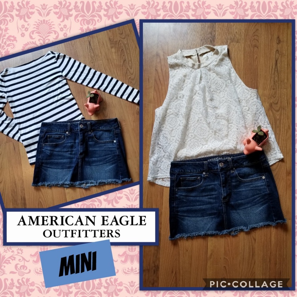 American Eagle Stretch Jean Mini Skirt